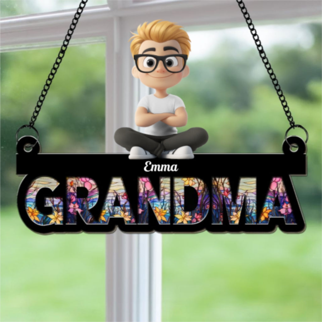 Love You Mom Grandma - Personalized Custom Suncatcher