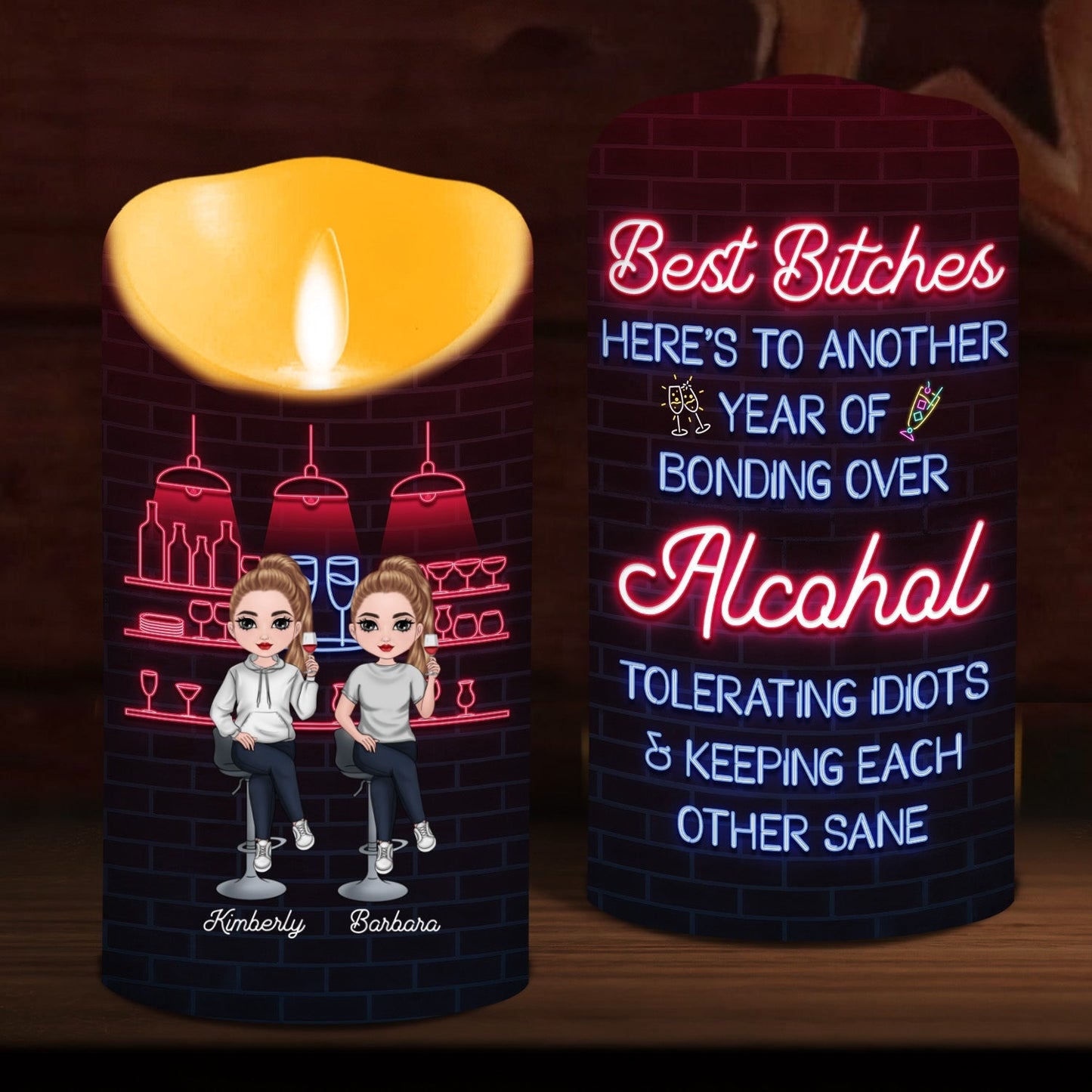 Alcohol Best Friends - Personalized Custom LED Candle