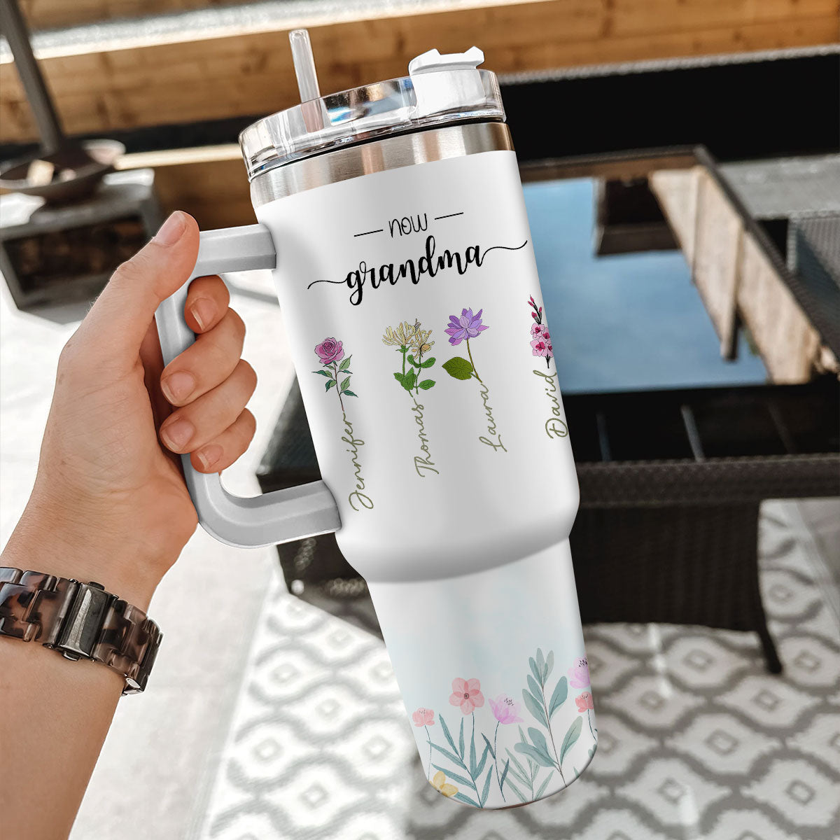 First Mom Now Grandma - Personalized Custom 40 Oz Tumbler