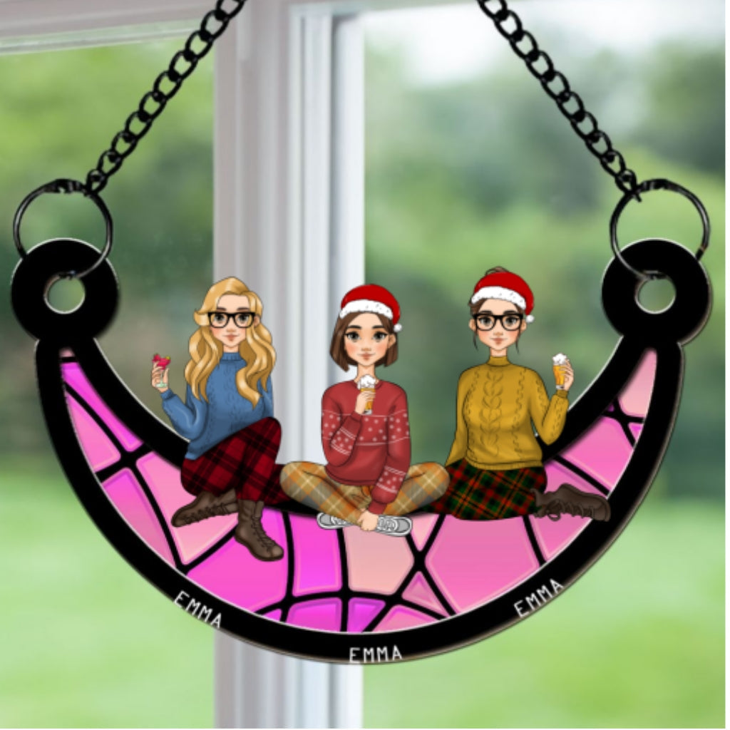 Best Friends Sitting On The Lunar - Personalized Custom Suncatcher