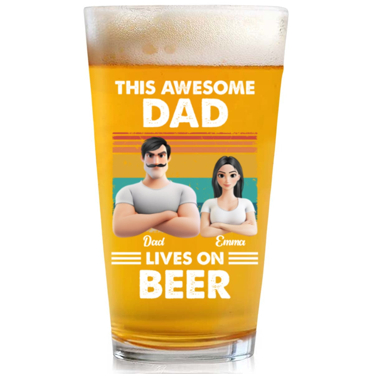 This Awesome Dad Lives On Beer - Personalized Custom Beer Glass