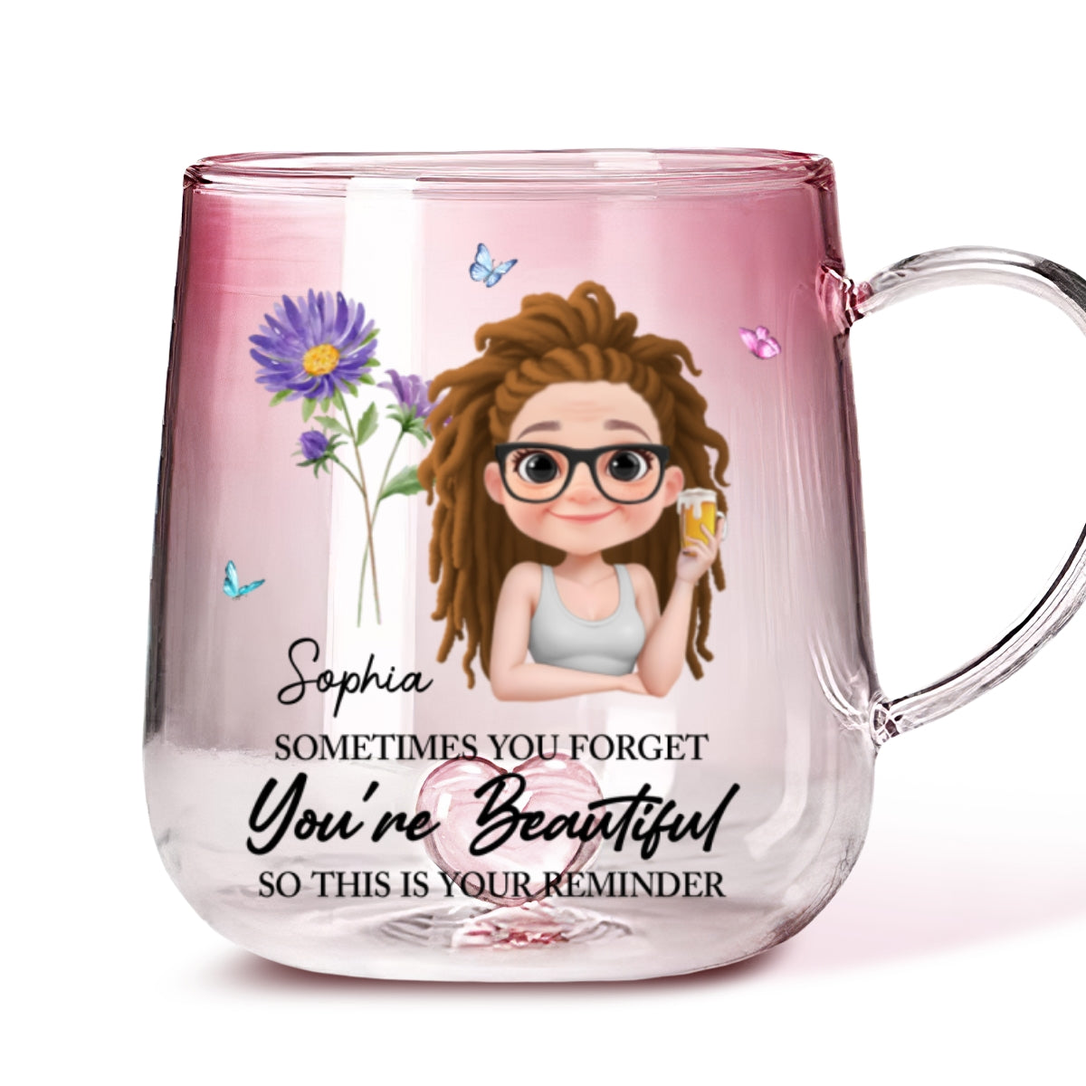 Reminder Of Beauty - Personalized Custom Pink Gradient Glass Mug