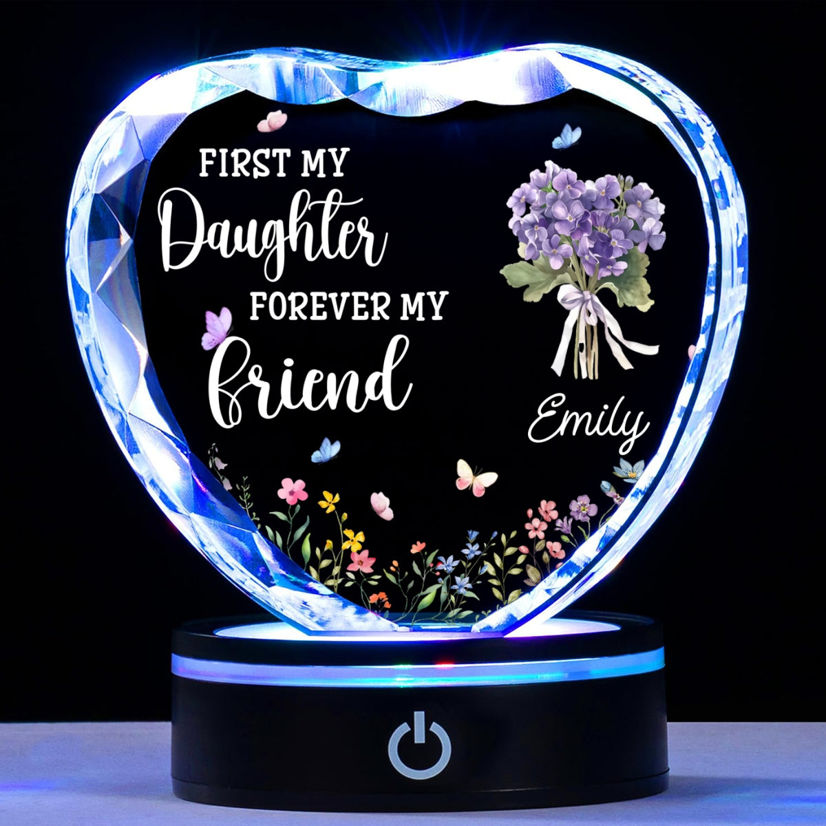 First My Daughter Forever My Friend - Personalized Custom Crystal Led Light