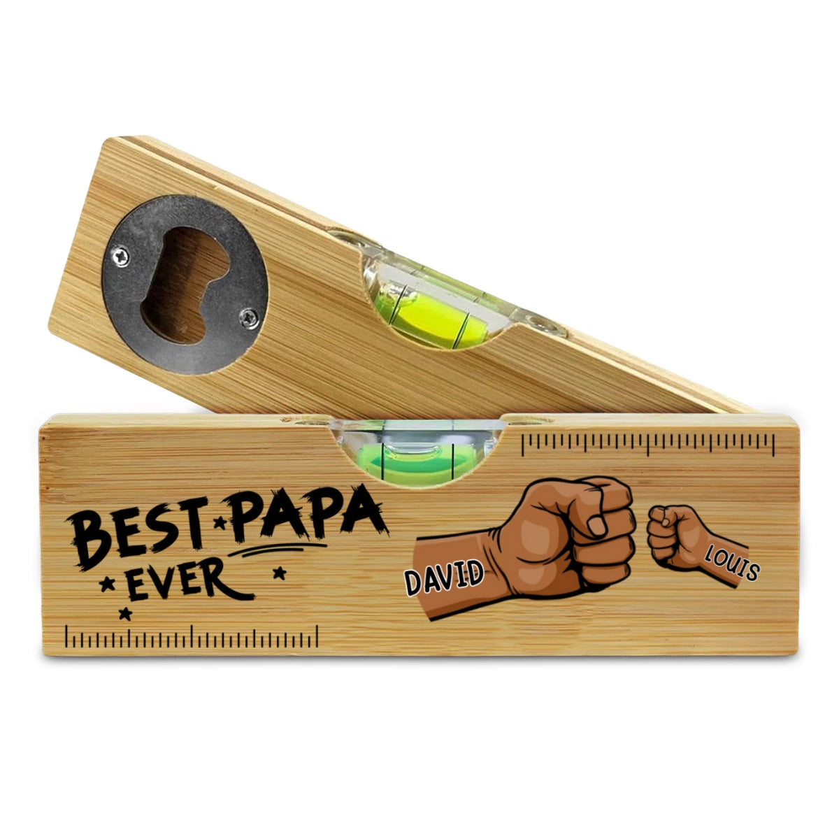 The Best Dad Grandpa Ever - Personalized Custom Wooden Spirit Level Bottle Opener