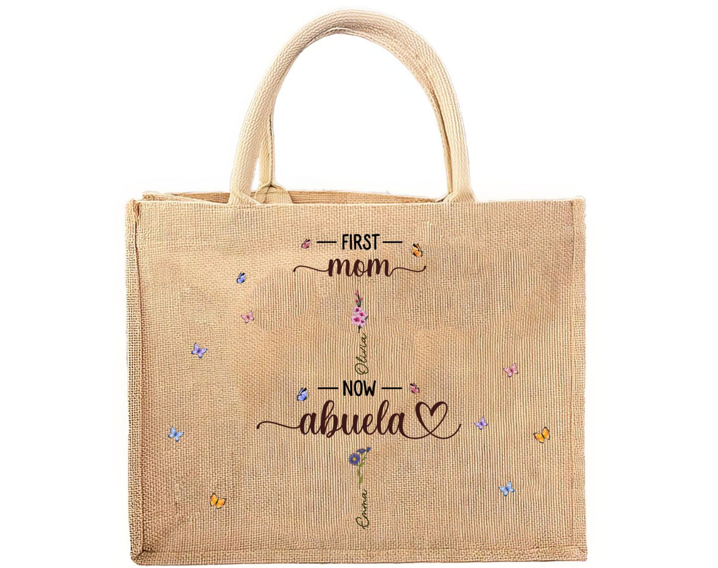 Charming Flowers Of Grandma - Personalized Custom Jute Tote Bag