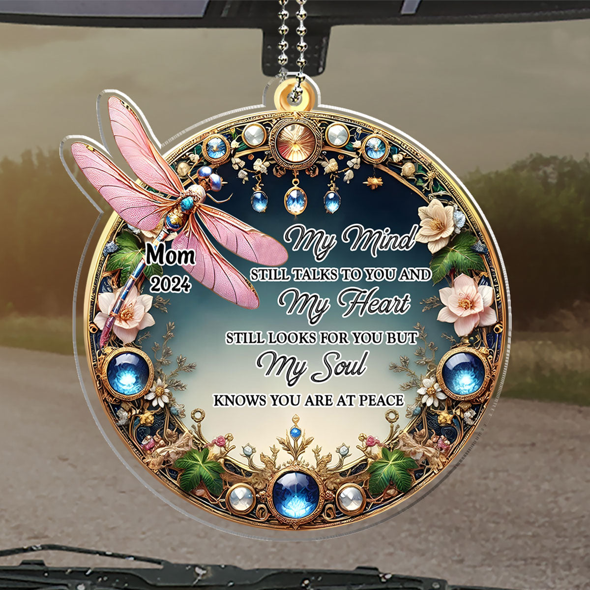 My Mind My Heart My Soul Dragonfly - Personalized Custom Car Ornament