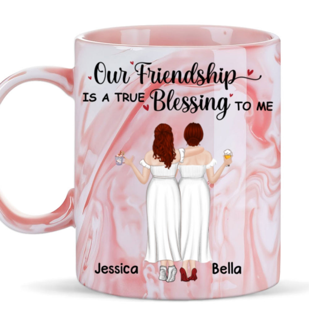Our Friendship - Personalized Custom Pink Marble Mug