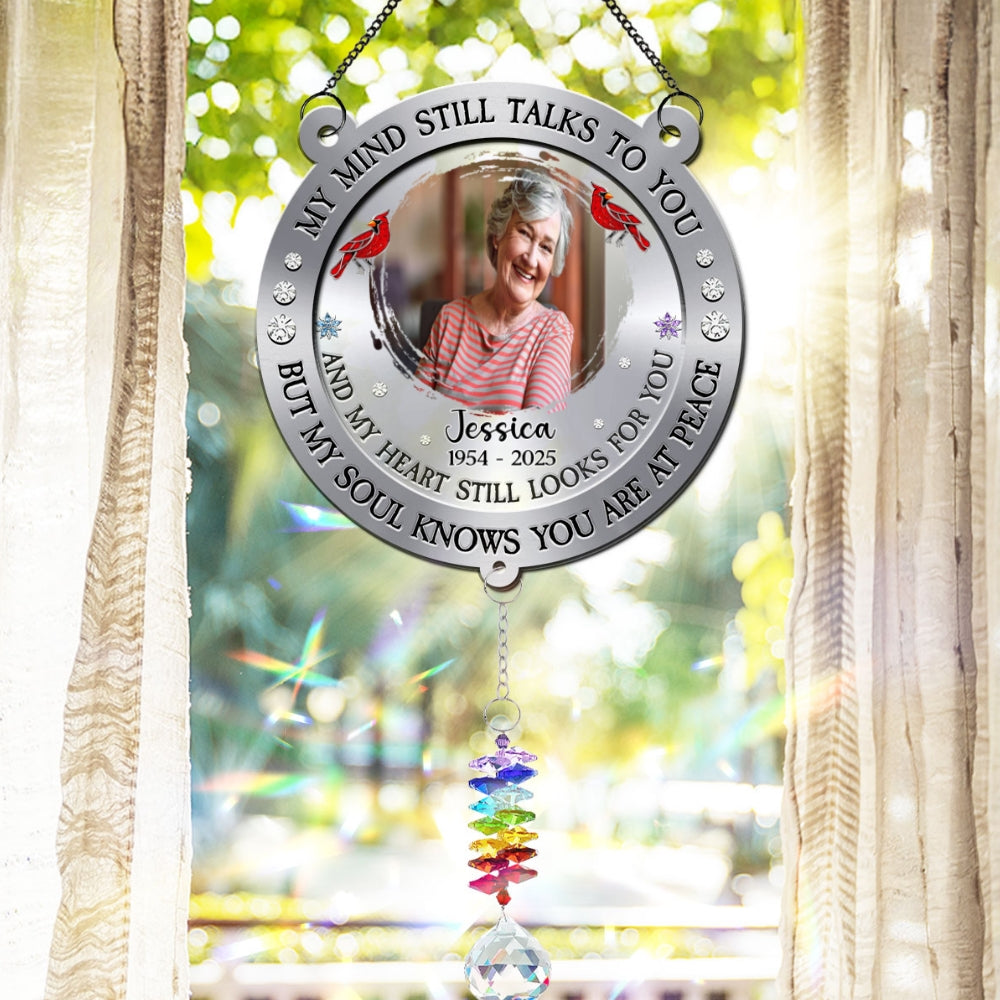 Mind Heart My Soul - Personalized Custom Suncatcher With Crystal Rainbow Charm