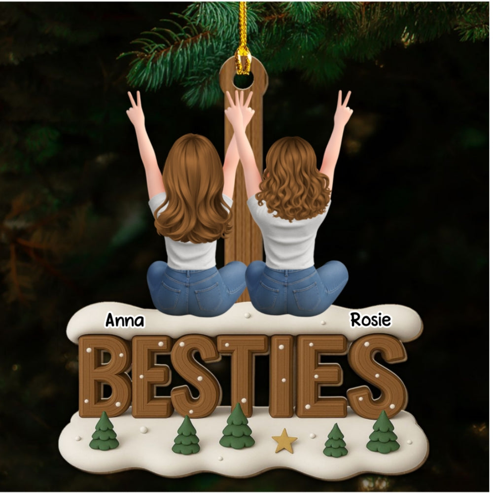 Besties Since Forever - Personalized Custom 3D Effect Wood Ornament