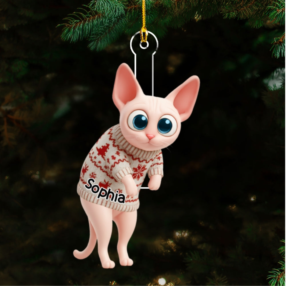 Hanging Cat Cartoonize - Personalized Custom Acrylic Ornament