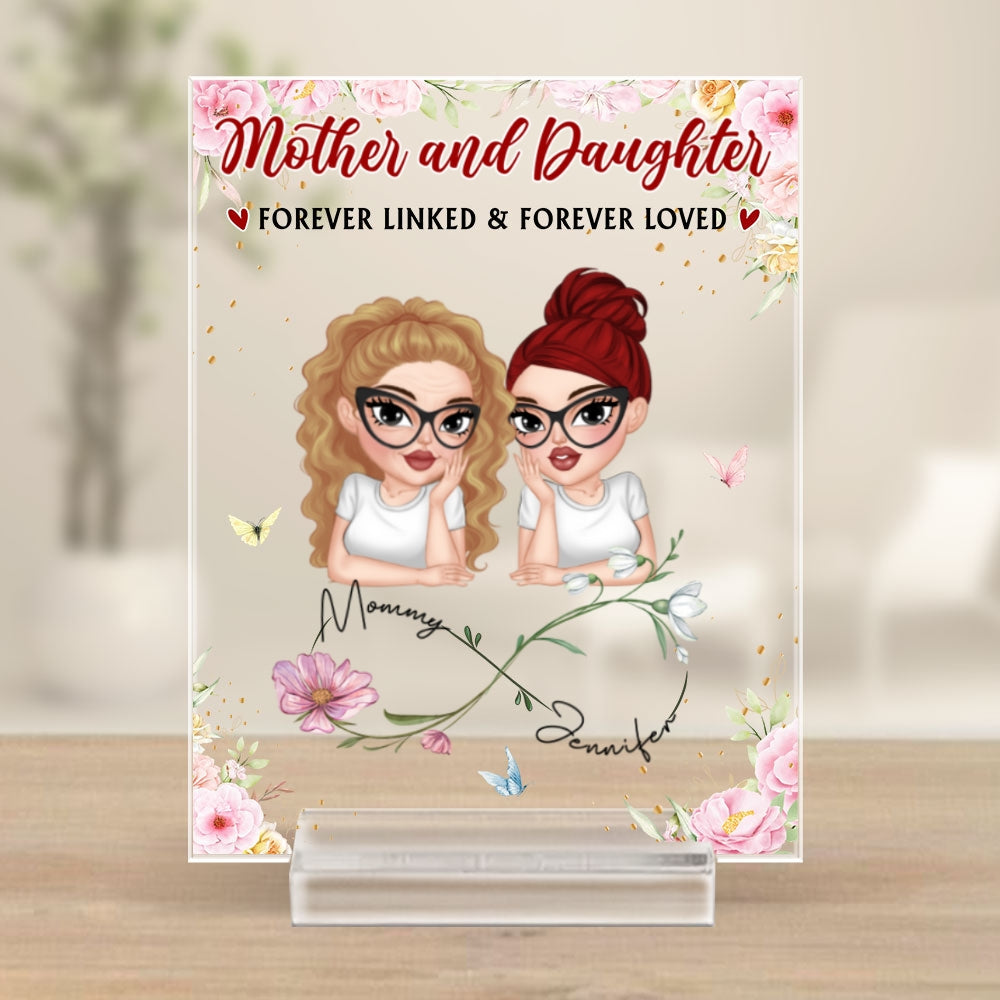 Forever Linked And Forever Loved - Personalized Custom Acrylic Plaque With Base