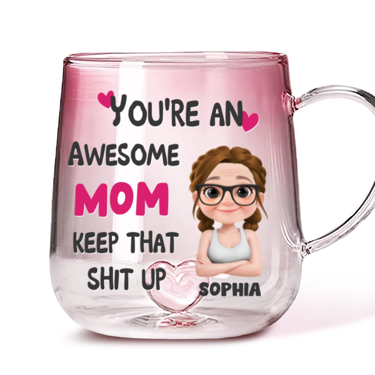 You Are Awesome Mom - Personalized Custom Pink Gradient Glass Mug