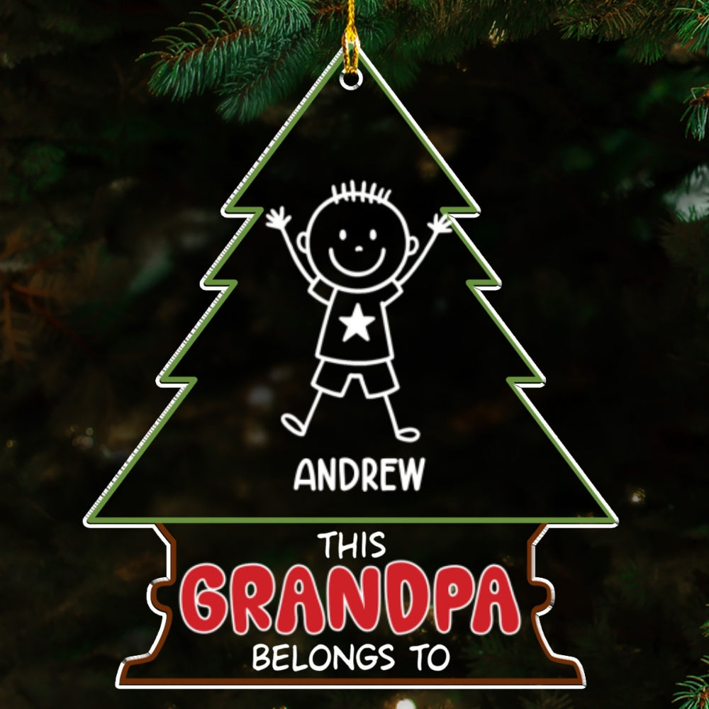 Grandpa Belongs To - Personalized Custom Acrylic Ornament