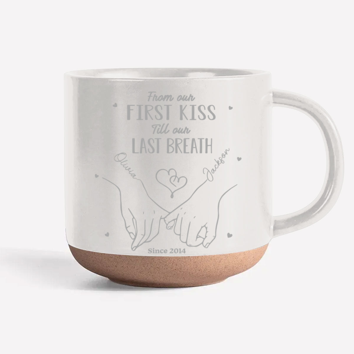 From Our First Kiss - Personalized Custom Engraved Pottery Mug