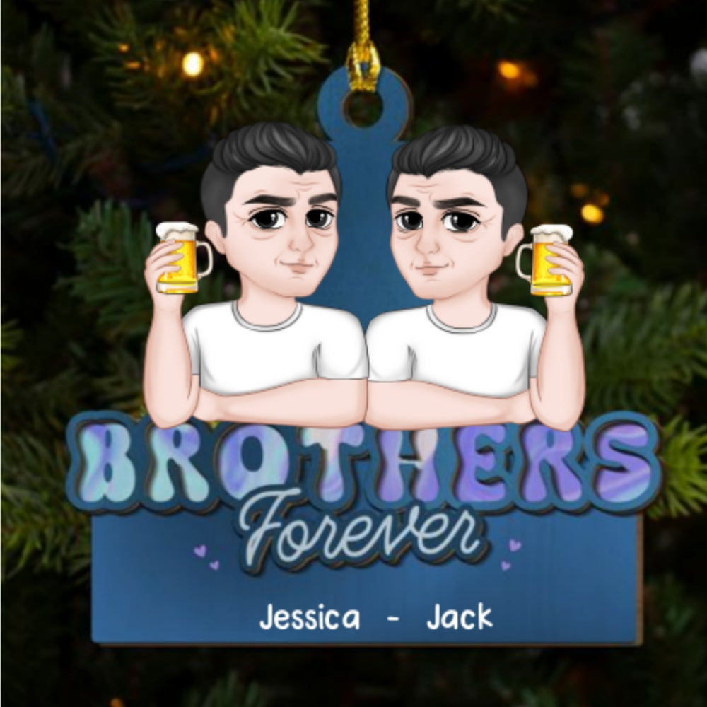 Siblings Forever - Personalized Custom 2-Layered Wood Ornament