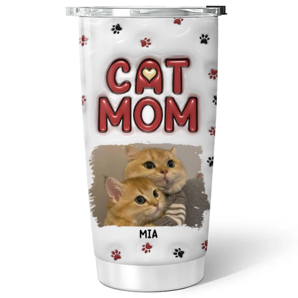 Lovely Cat Mom Photo - Personalized Custom 3D Inflated Effect Tumbler