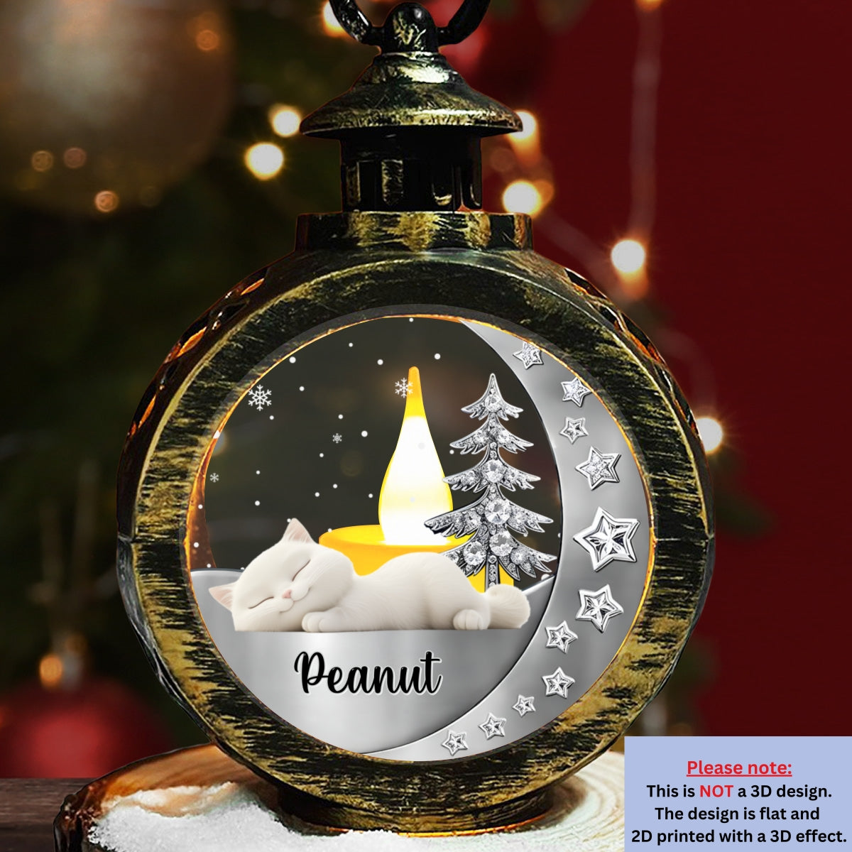 Beside My Cat - Personalized Custom 3D Effect Christmas Lantern