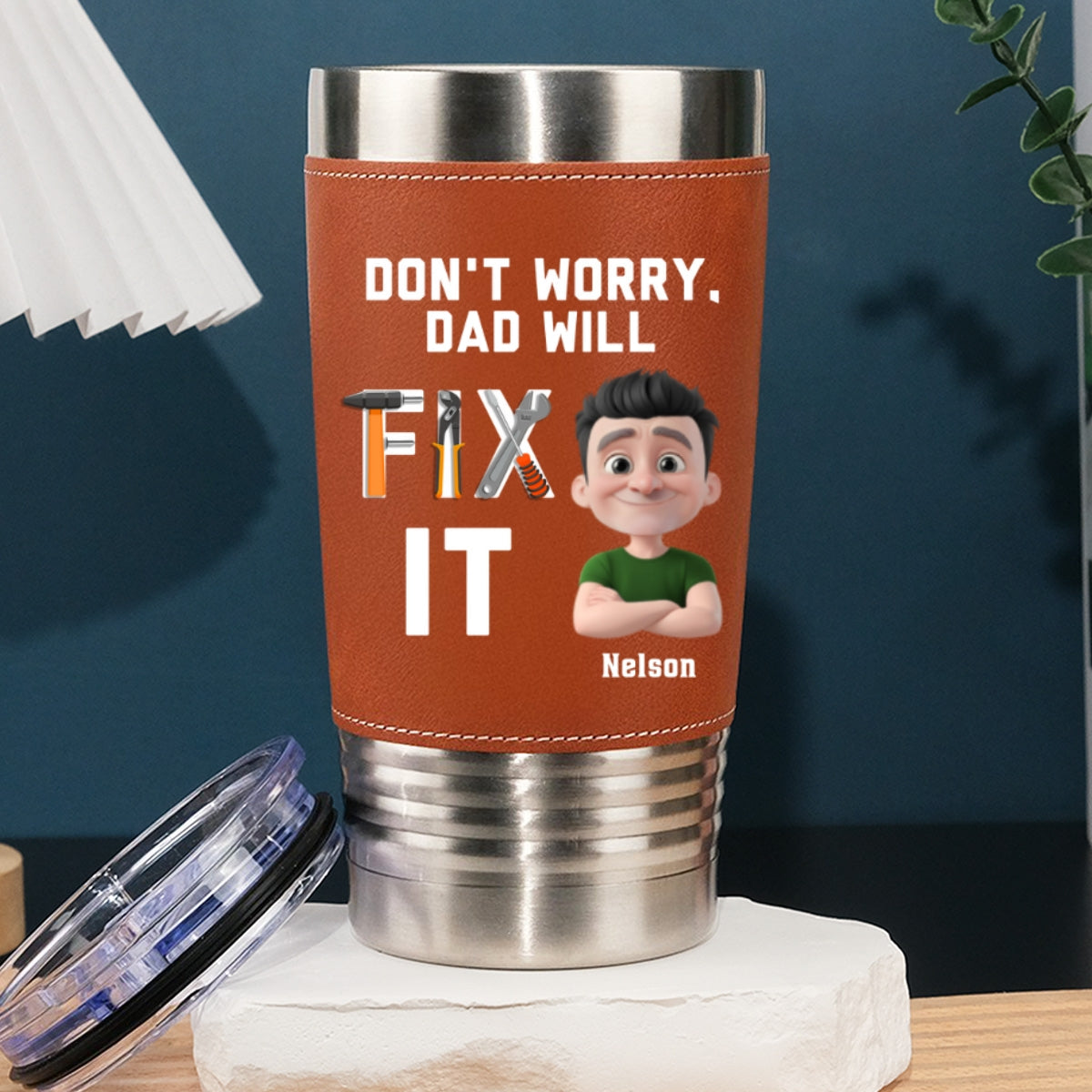 Best Dad - Personalized Custom Leather Tumbler