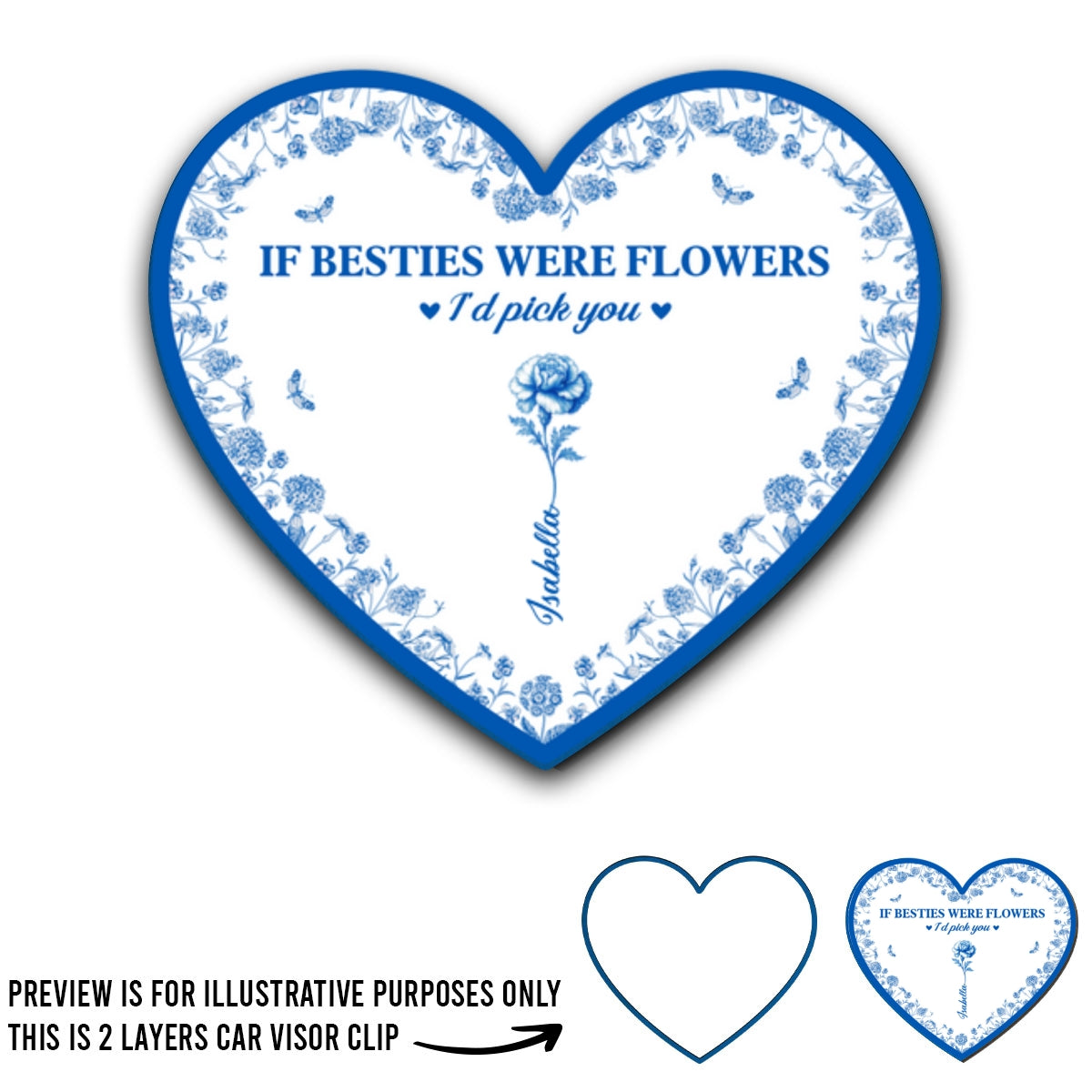 Blossoms Of Friendship - Personalized Custom Car Visor Clip