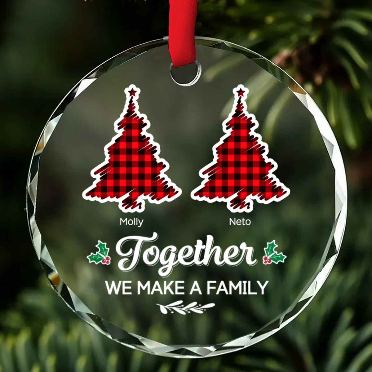 Together We Make A Family - Personalized Custom Glass Ornament