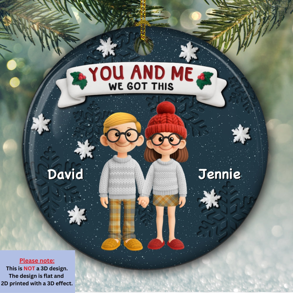 Winter Family Moment - Personalized Custom 3D Effect Ceramic Ornament
