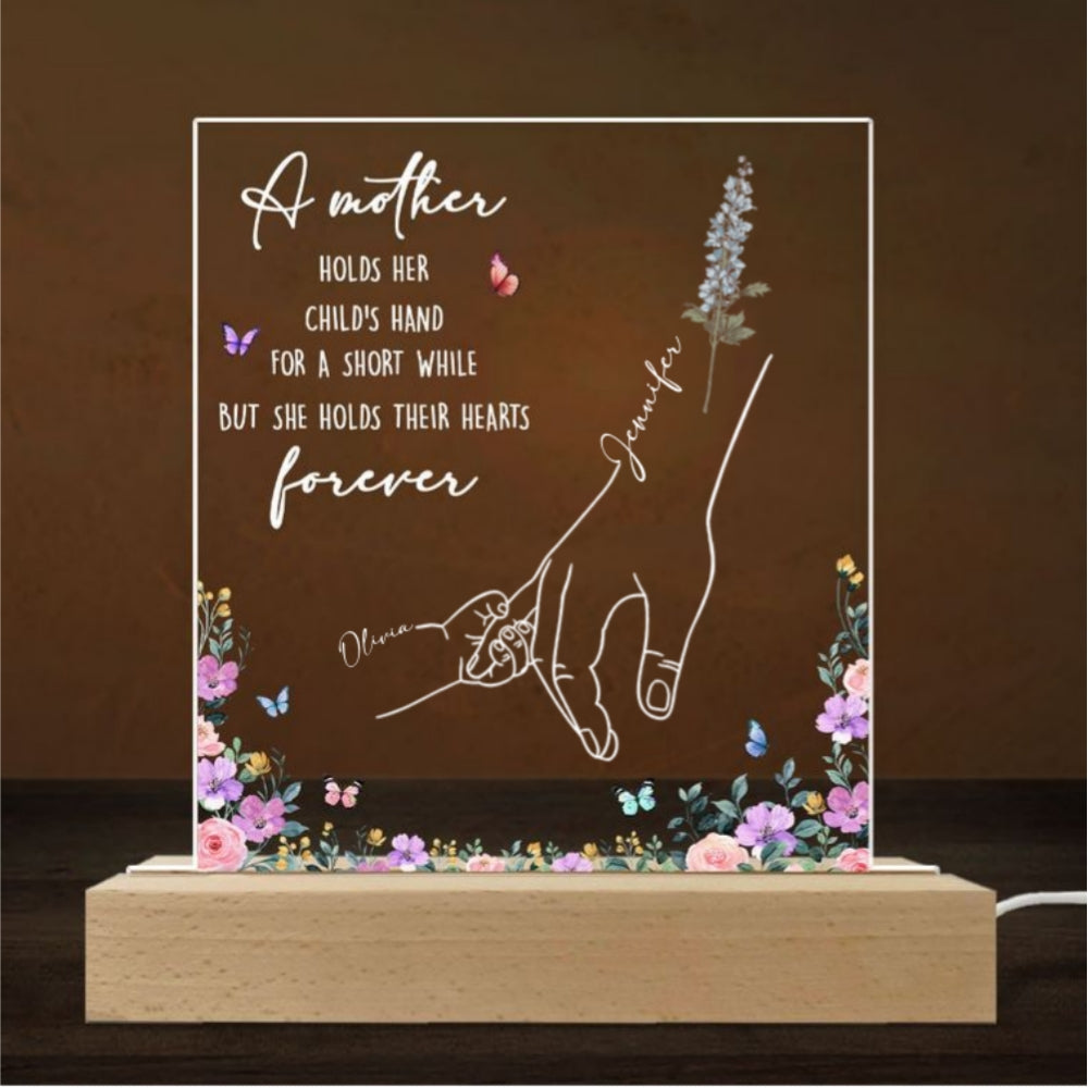 Mother Holds Her Children Heart Forever - Personalized Custom LED Light