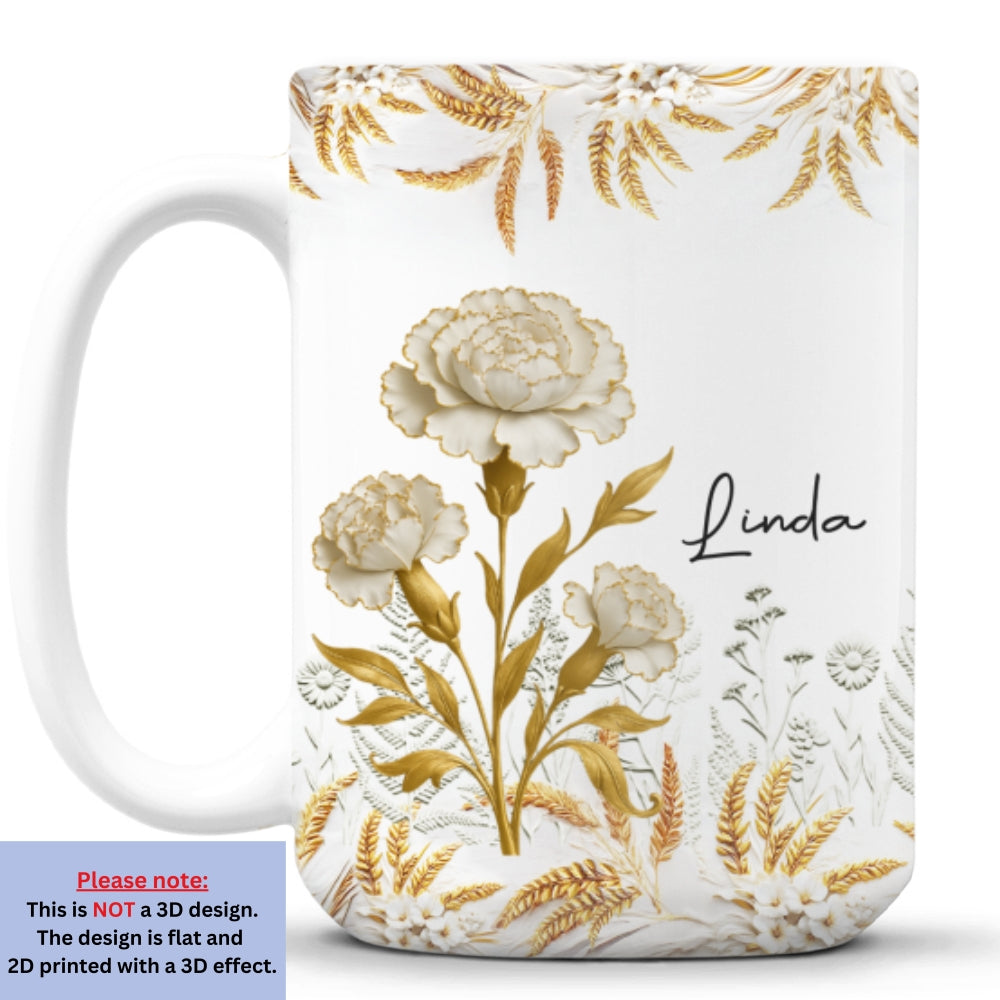 Wheat And White Flowers - Personalized Custom Coffee Mug