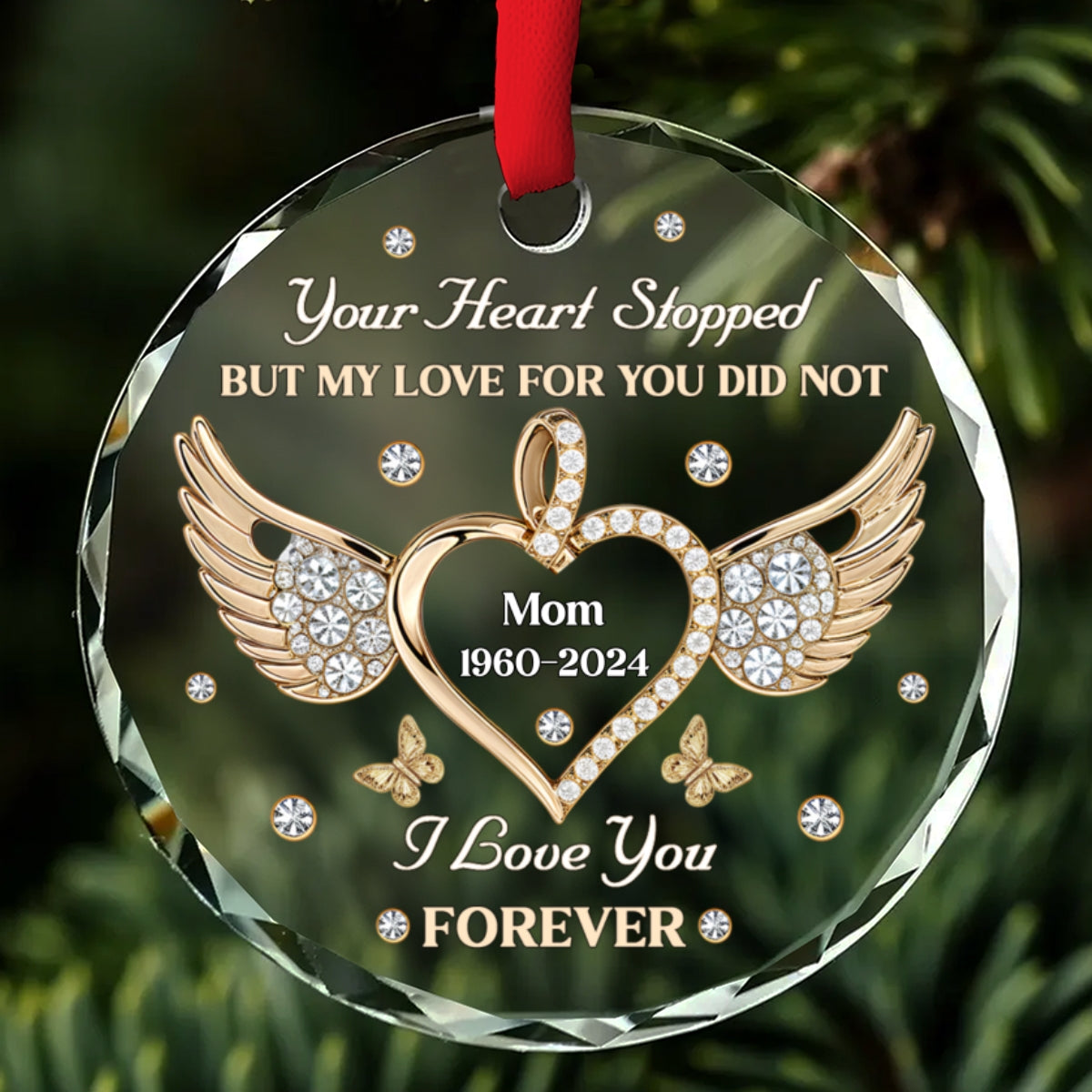 My Love For You Never Stops - Personalized Custom Glass Ornament