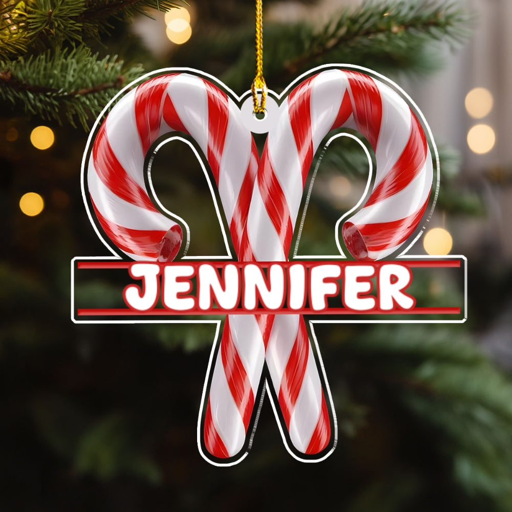 Candy Cane - Personalized Custom Acrylic Ornament