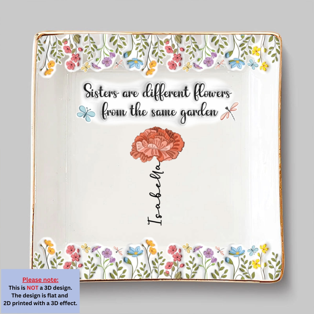 Our Sister Bond Grows Strong - Personalized Custom 3D Inflated Effect Jewelry Dish