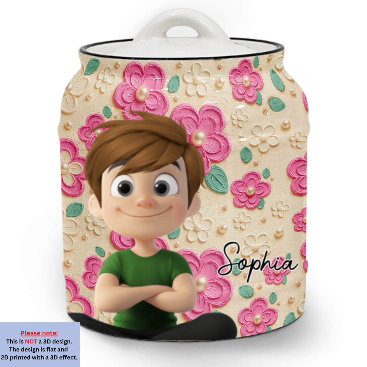 Proud Of Being Grandma - Personalized Custom 3D Inflated Effect Ceramic Jar
