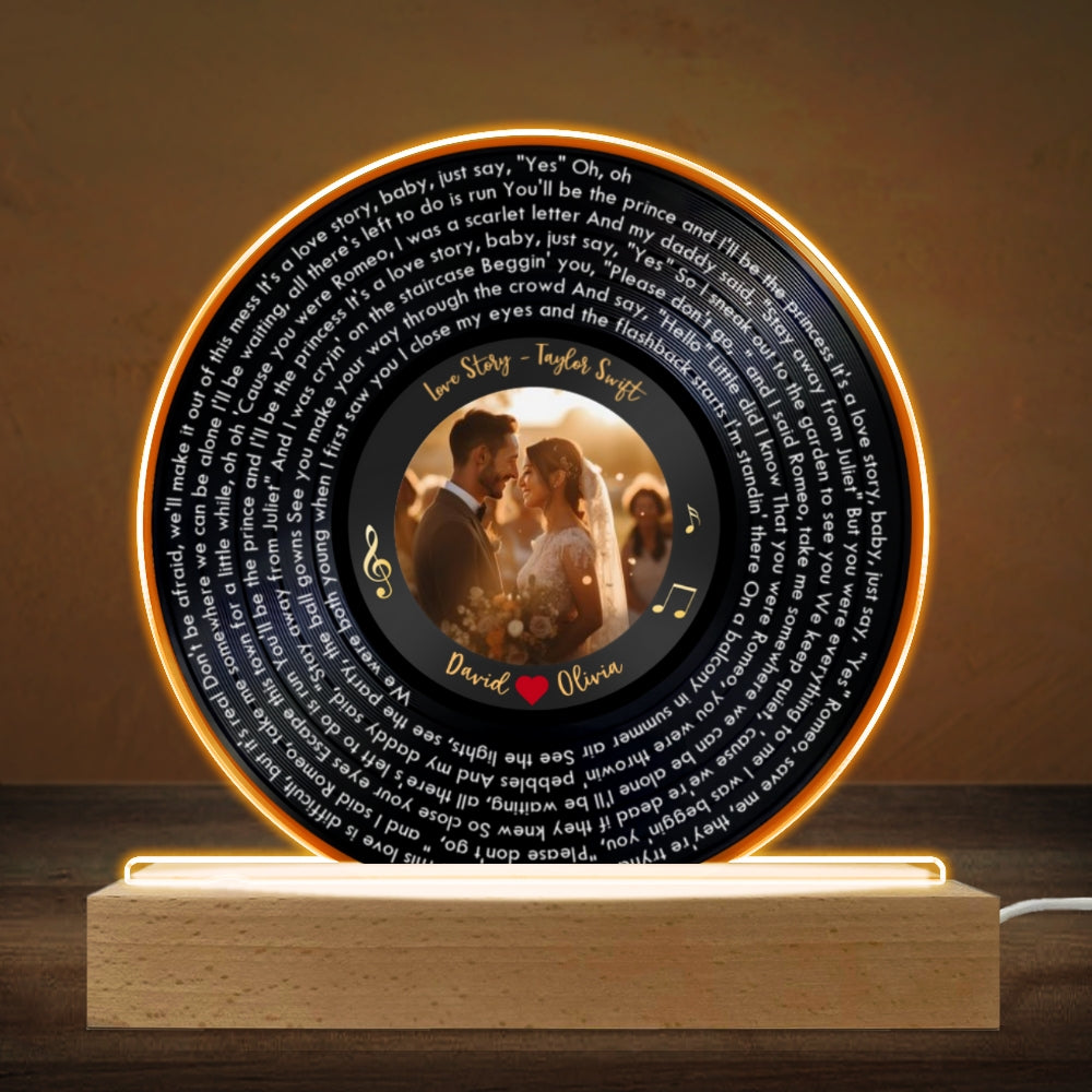 Custom Couple Photo And Favorite Spiral Song Lyrics - Personalized Custom LED Light