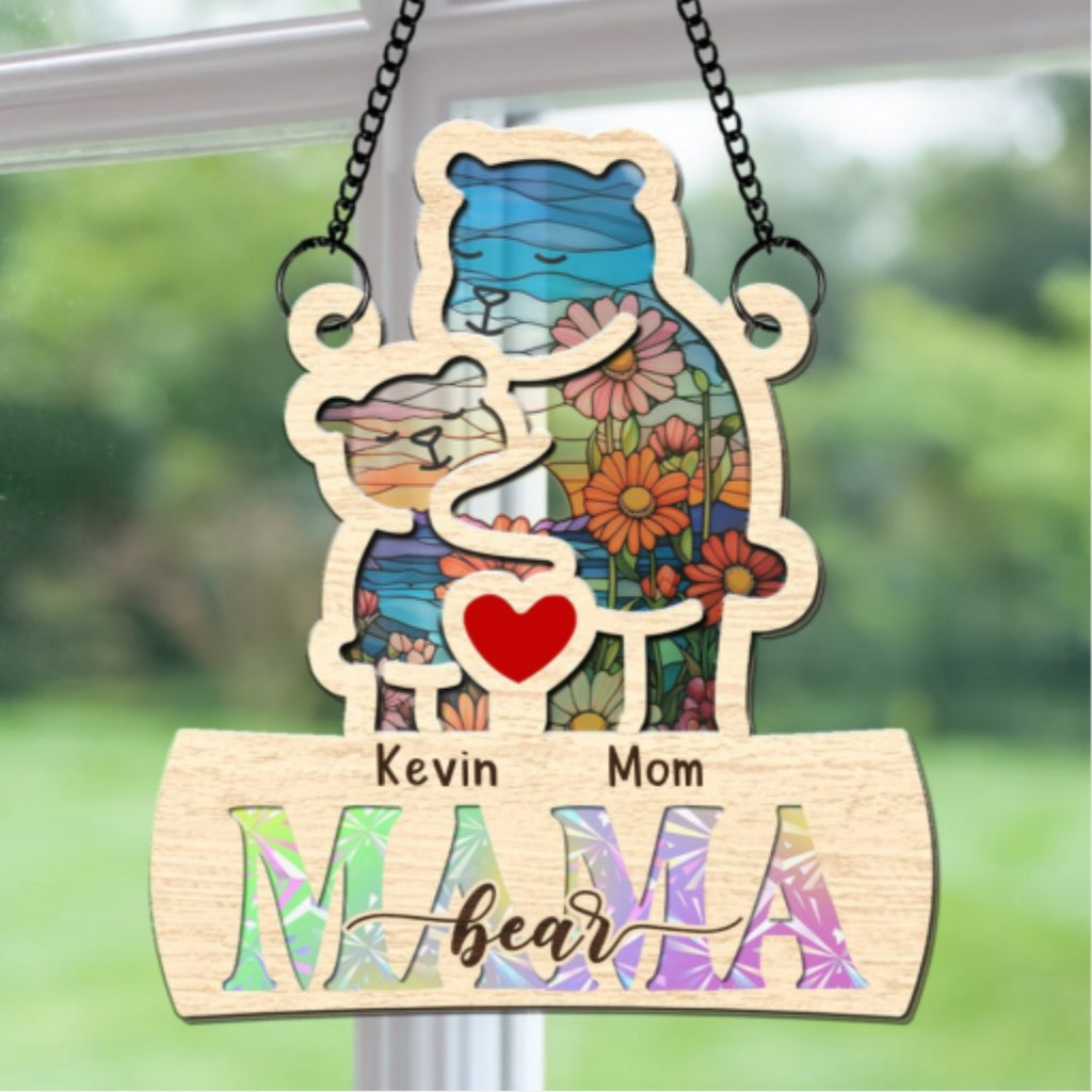 Mama Bear We Love You - Personalized Custom Suncatcher