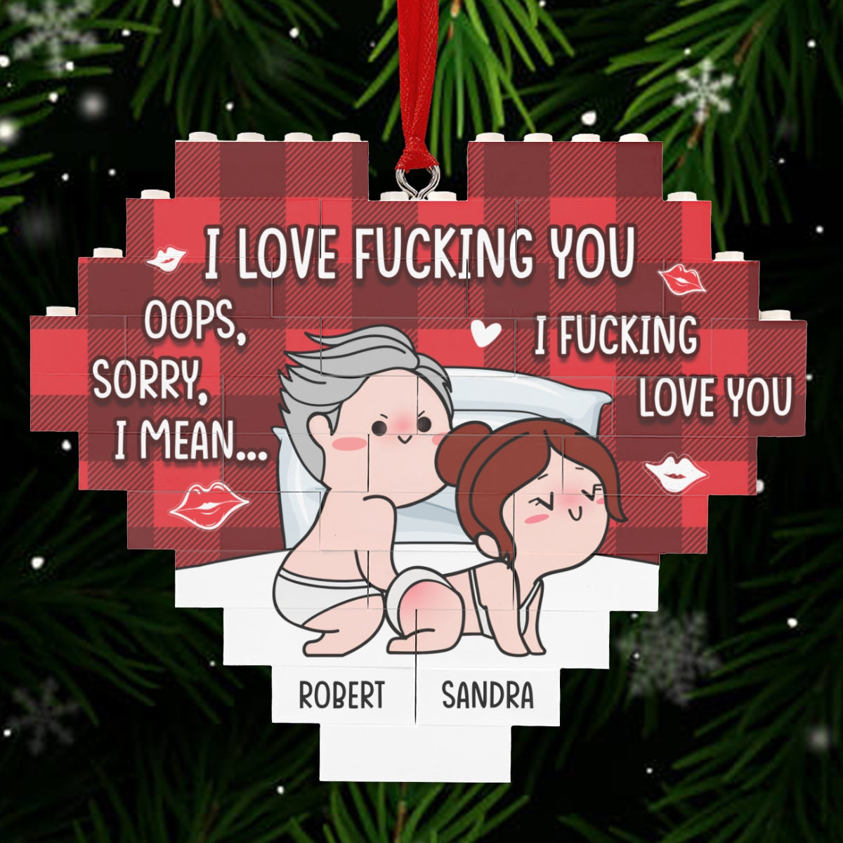 I Fucking Love You - Personalized Custom Heart Puzzle Ornament