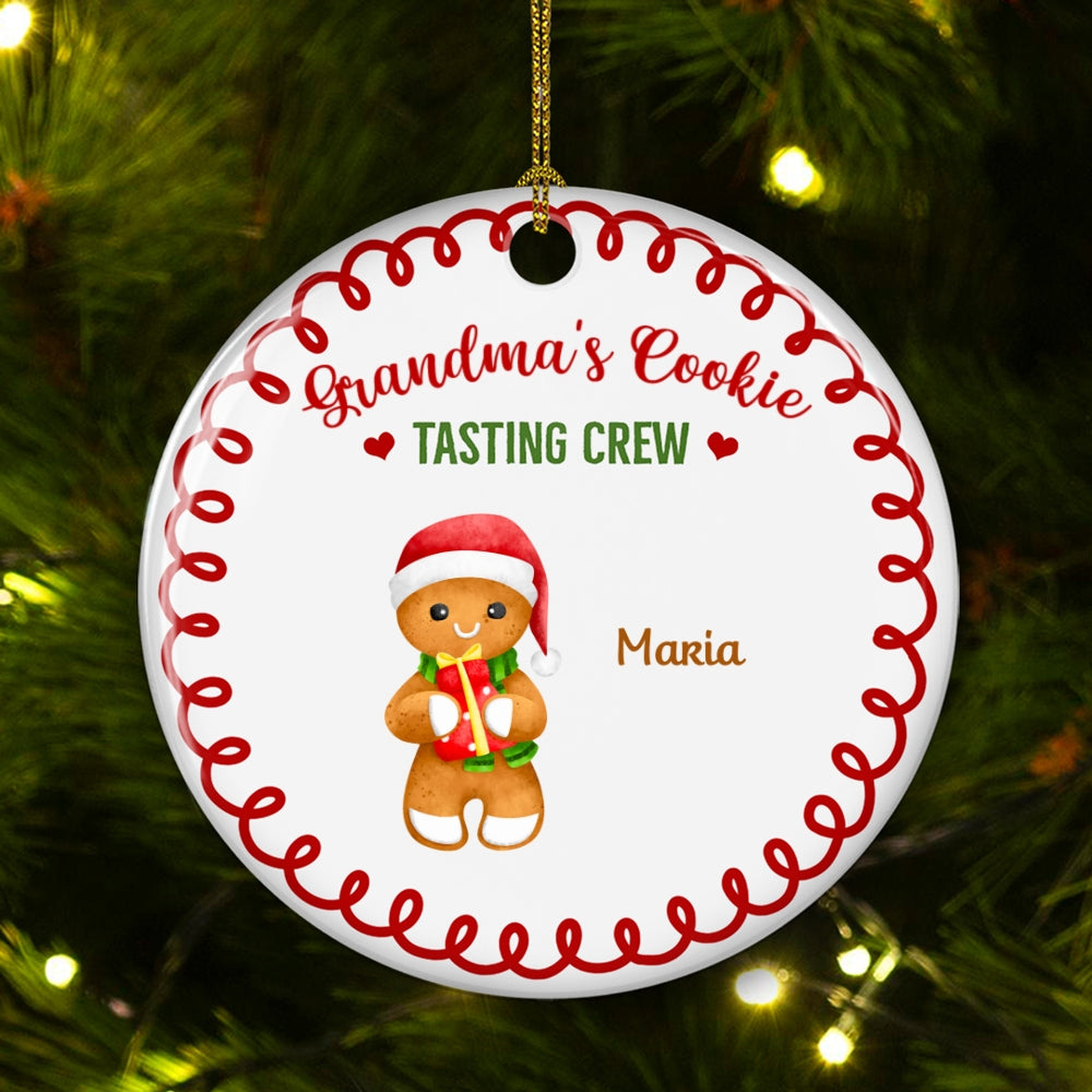 Tasting Crew Of Grandma - Personalized Custom Circle Ceramic Ornament