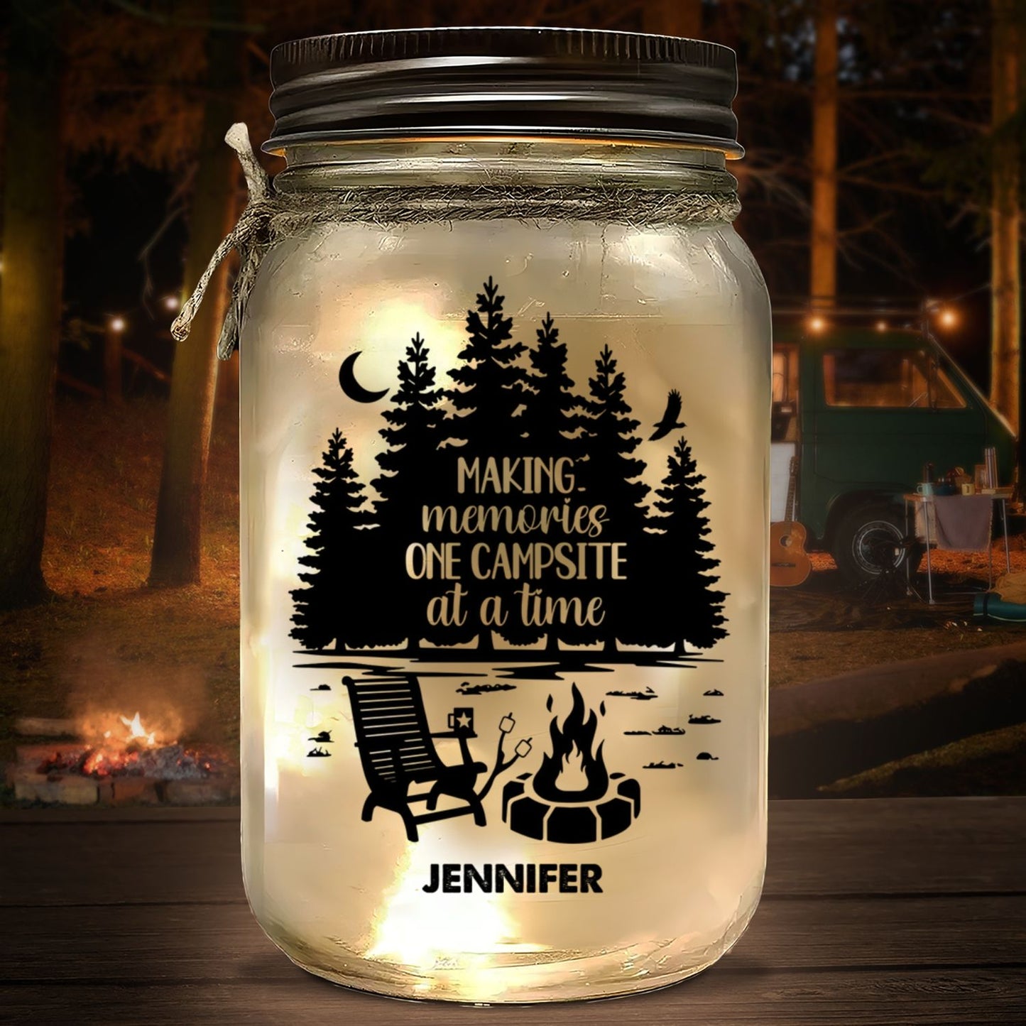 Our Happy Place - Personalized Custom Mason Jar Light