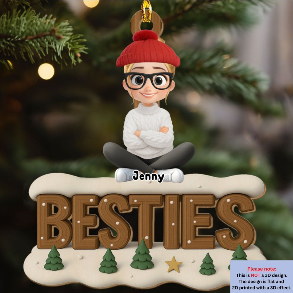 Besties This Year Onwards - Personalized Custom 3D Effect Wood Ornament