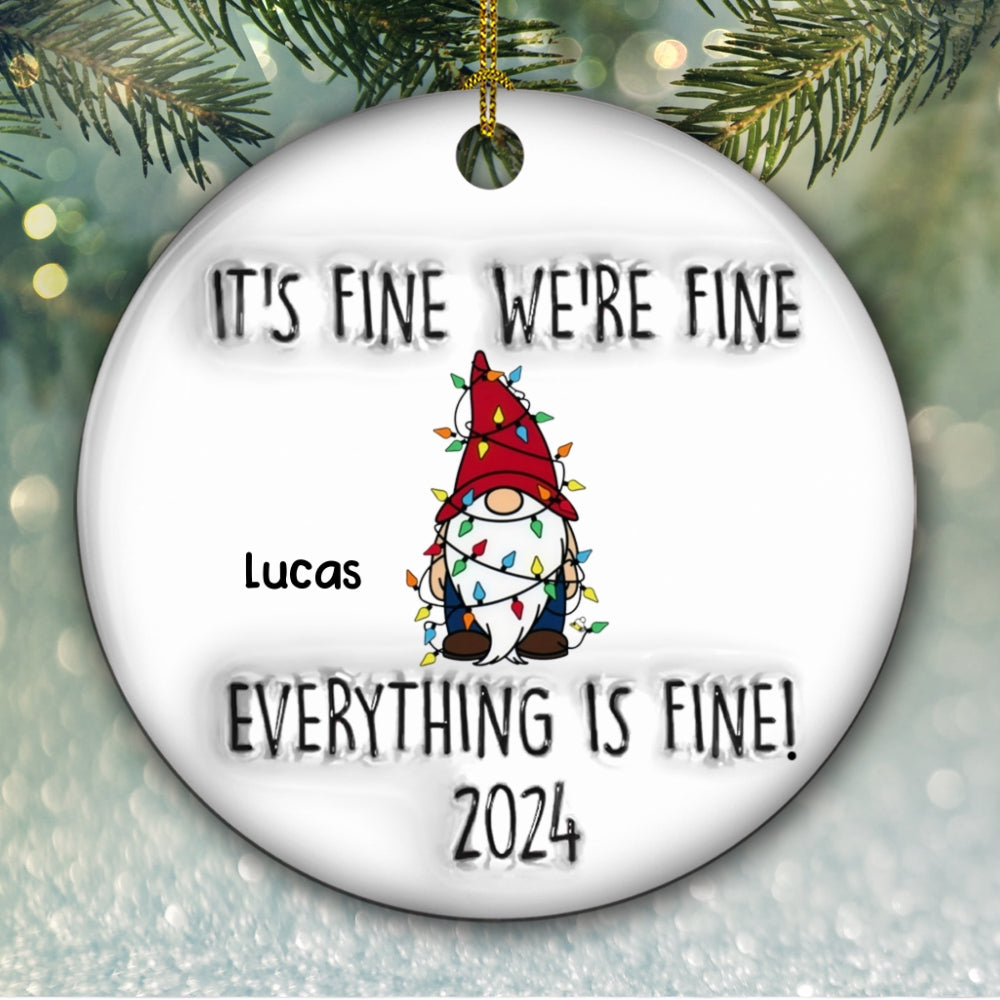 Everything Is Fine Coworkers - Personalized Custom 3D Inflated Effect Ceramic Ornament