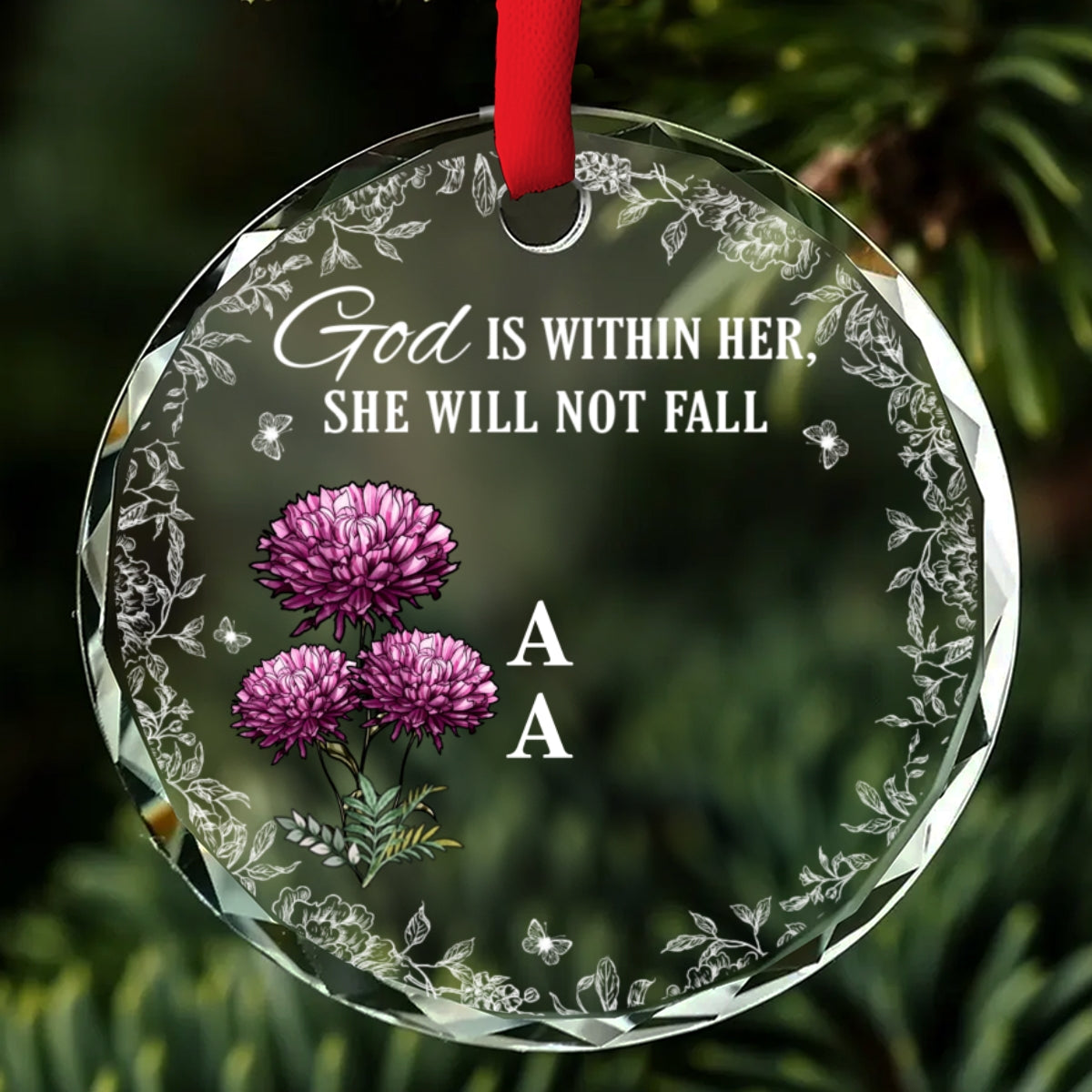 God Is Within Her She Will Not Fall - Personalized Custom Glass Ornament