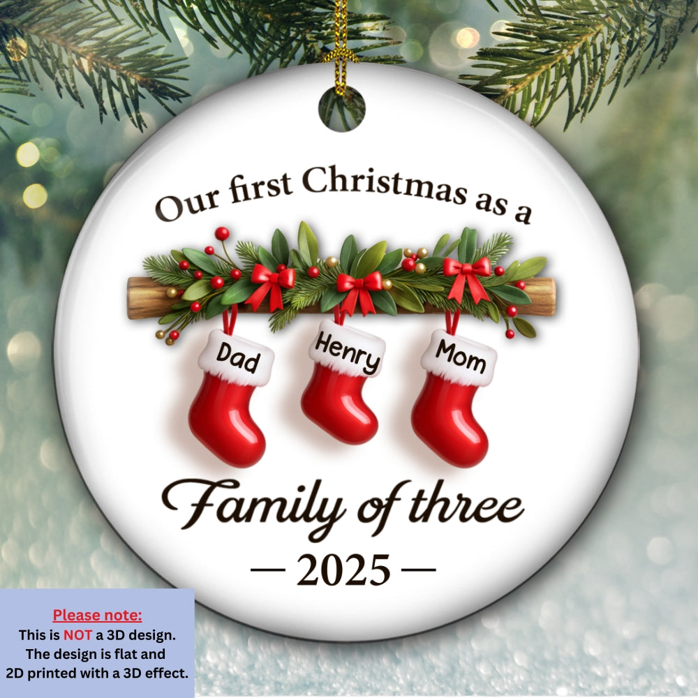 Little Stockings Big Love - Personalized Custom 3D Effect Ceramic Ornament