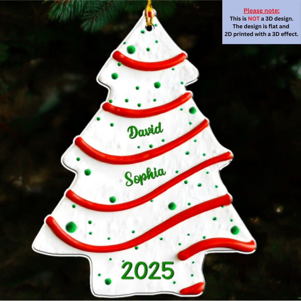 Tree Cake Custom Name - Personalized Custom 3D Effect Acrylic Ornament