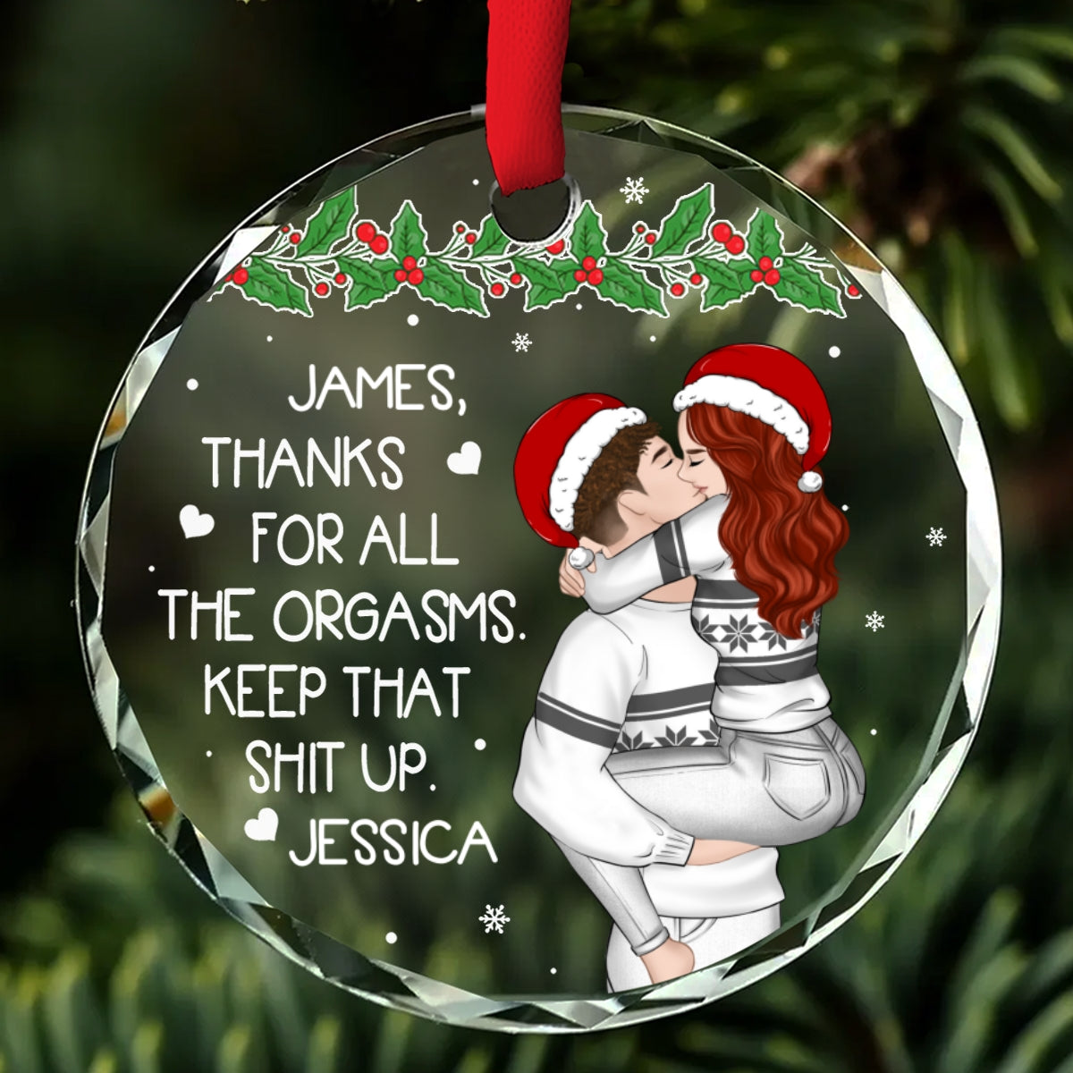 Thanks For All The Orgasms - Personalized Custom Glass Ornament