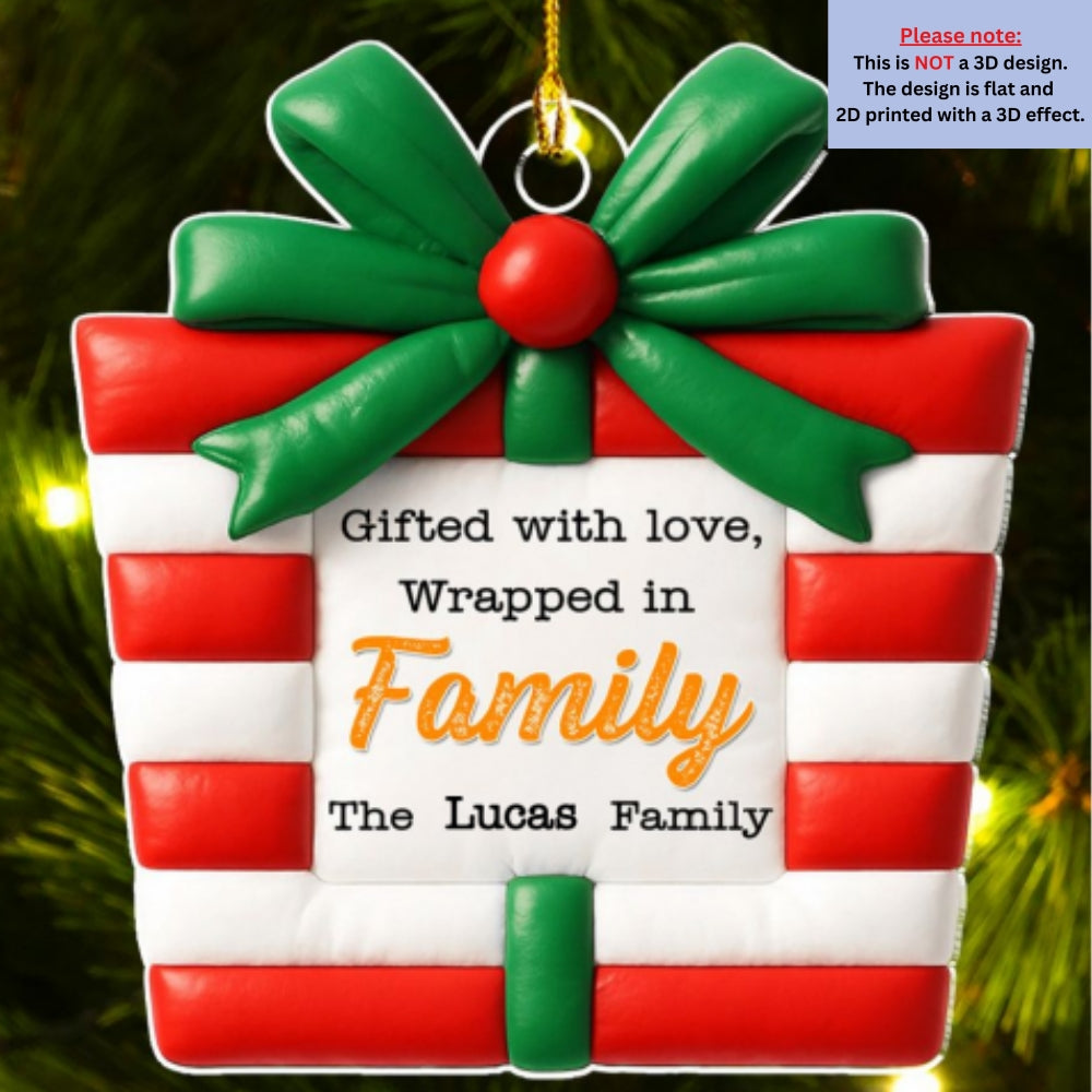 Present Is A Gift - Personalized Custom 3D Effect Acrylic Ornament