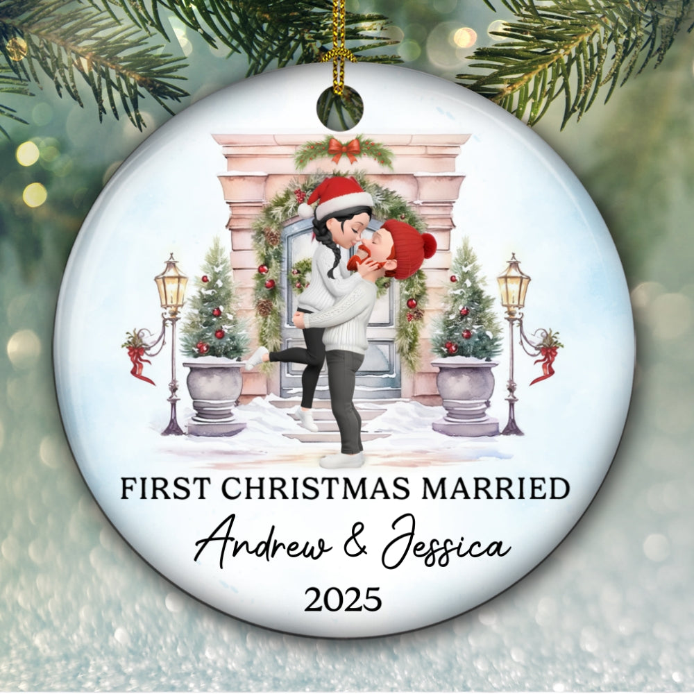 Love Shines Bright This Christmas - Personalized Custom Ceramic Ornament