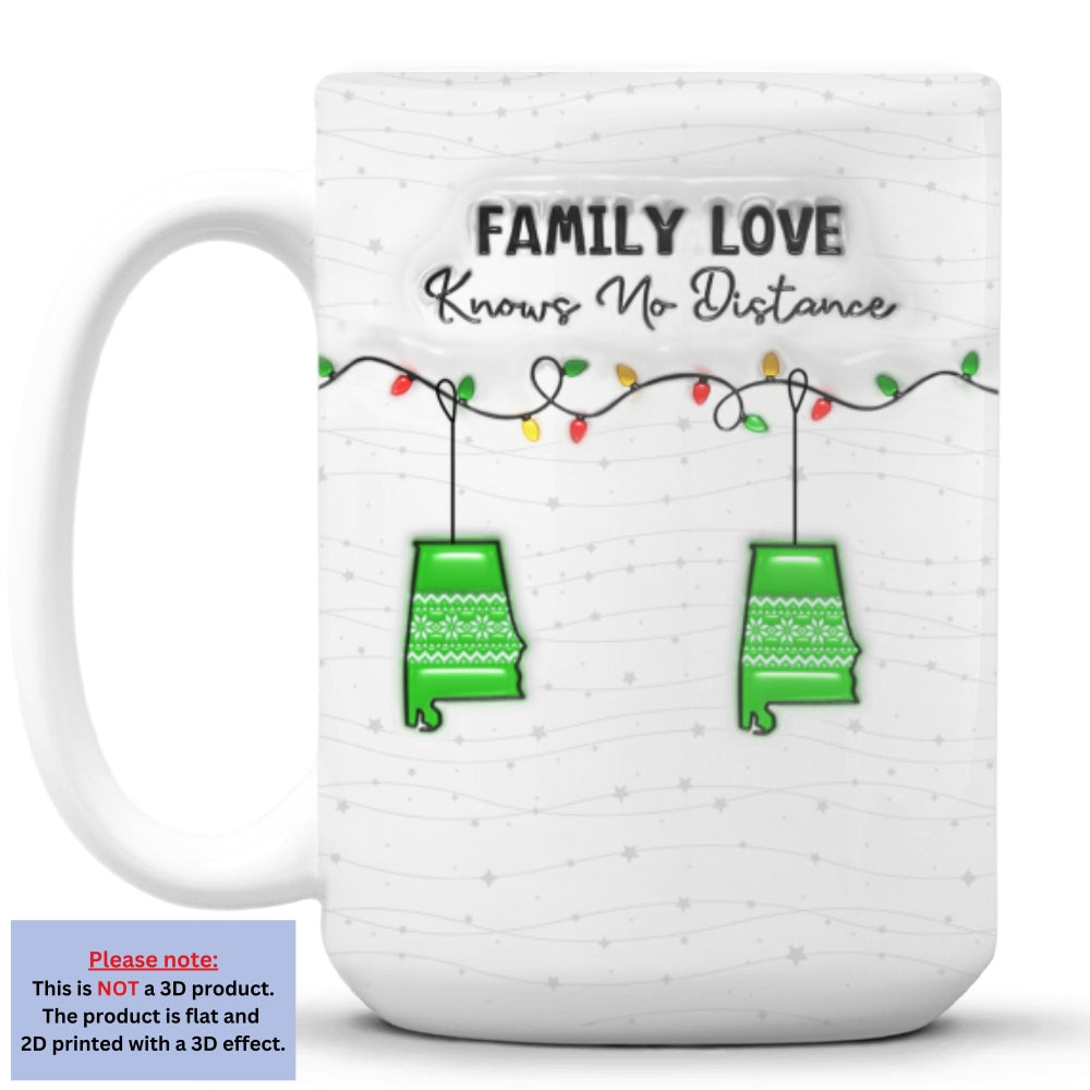 Family Love Knows No Distance - Personalized Custom 3D Inflated Effect Mug