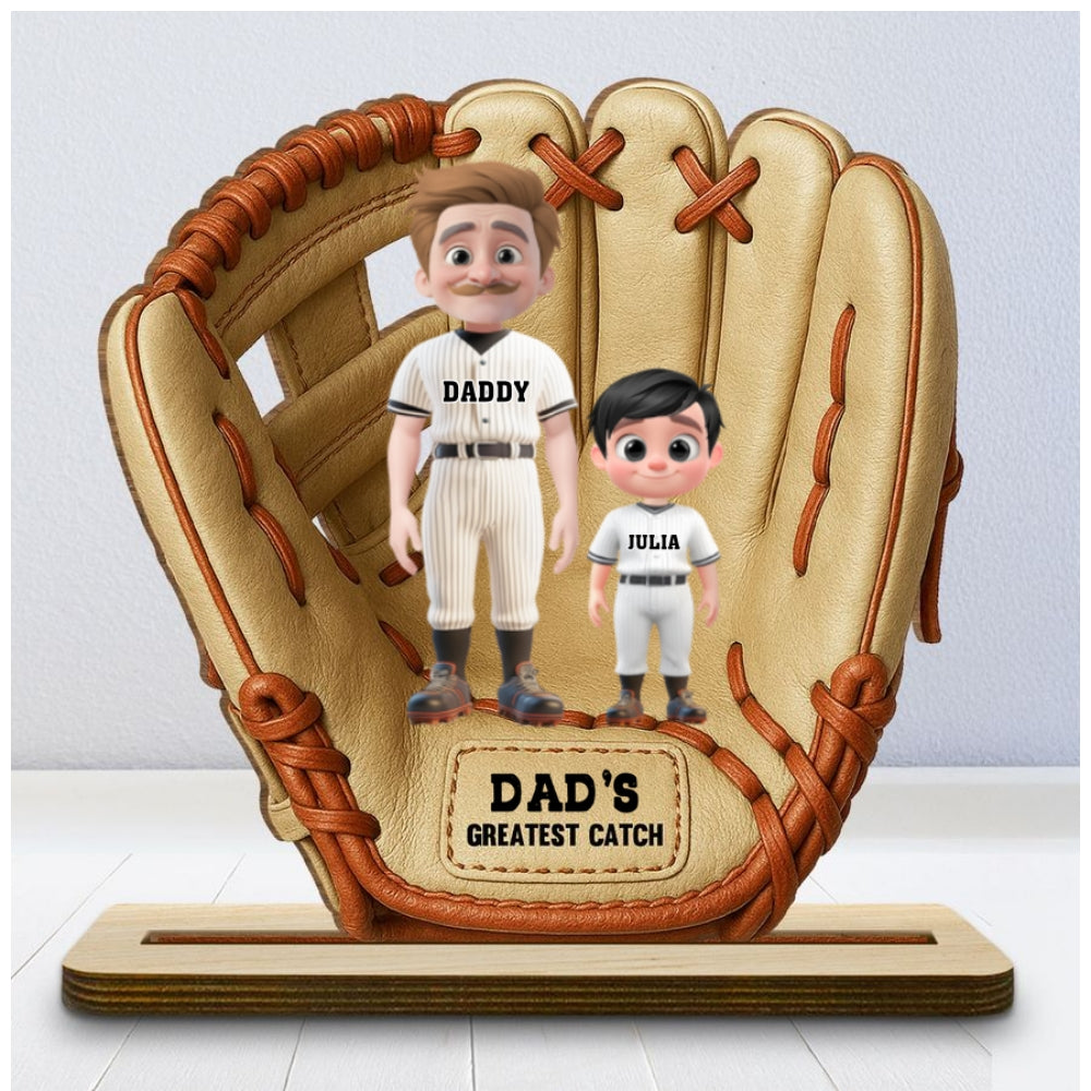 Daddy Team - Personalized Custom 2-Layer Wood Plaque With Flat Base