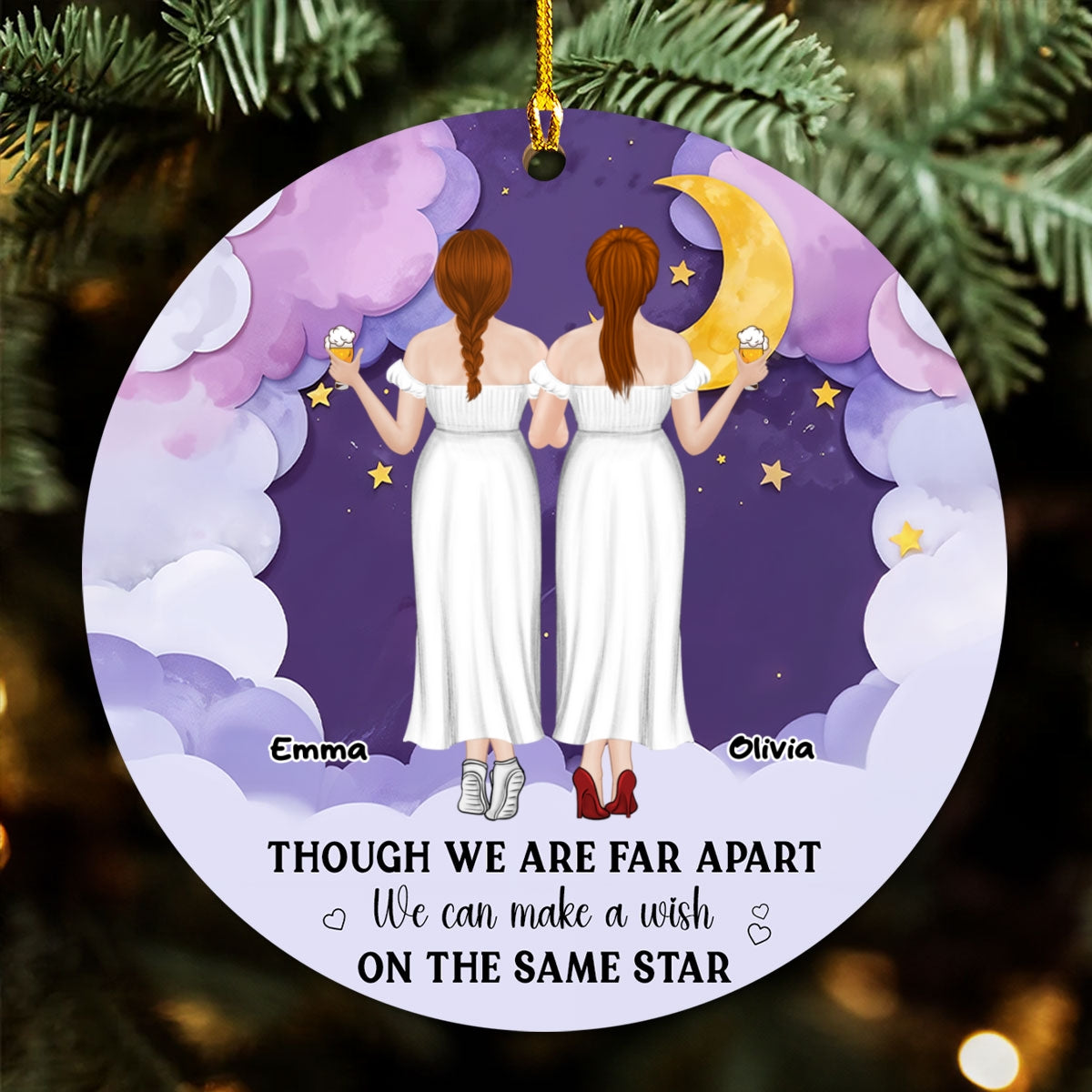 We Are Far Apart - Personalized Custom Wood Ornament