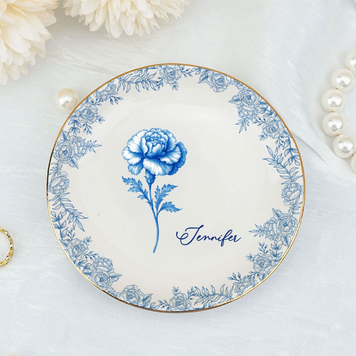 Friends Are Flowers That Never Fade Toile - Personalized Custom Jewelry Dish