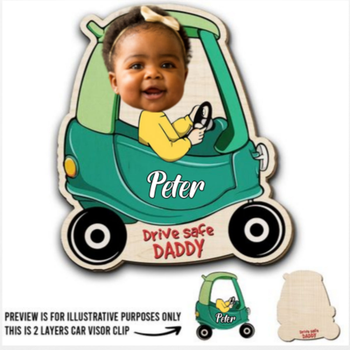 Baby In Car - Personalized Custom Car Visor Clip