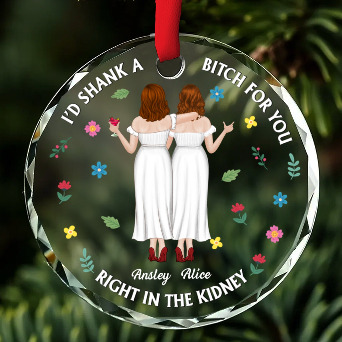 My Favorite Besties - Personalized Custom Glass Ornament